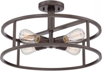 New Harbor Western Bronze Semi-Flush Ceiling Light 4 Lamps by Quoizel (QZ-NEW-HARBOR-SF)