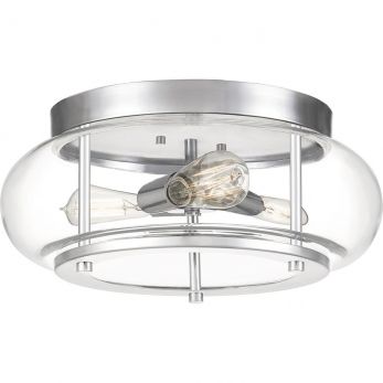 Trilogy Polished Chrome Flush Ceiling Light 3 Lamps by Quoizel (QZ-TRILOGY-F-M-BATH)