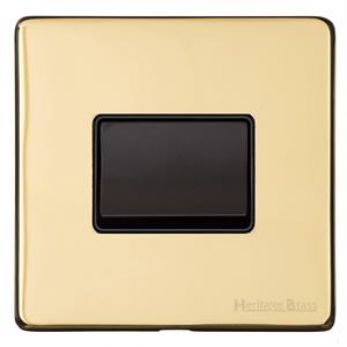 Heritage Polished Brass 6 Amp Triple Pole Fan Isolating Switch Vintage Screwless Plate (X01.1990.BK)