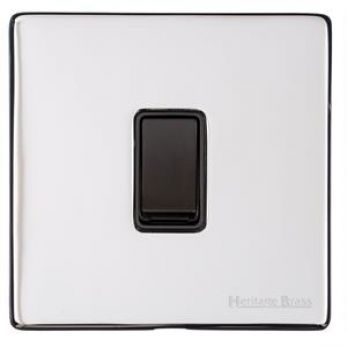 Heritage Polished Chrome 1 Gang 2 Way Intermediate Switch (10A) Vintage Screwless Plate (X02.101.BK)