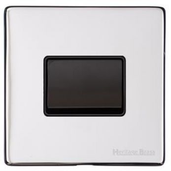 Heritage Polished Chrome 6A Triple Pole Fan Isolating Switch Vintage Screwless Plate (X02.1990.BK)