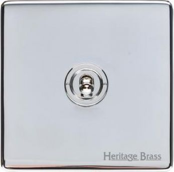 Heritage Polished Chrome 1 Gang 2 Way Toggle Switch (10 Amp) Vintage Screwless Plate (X02.2400.PC)