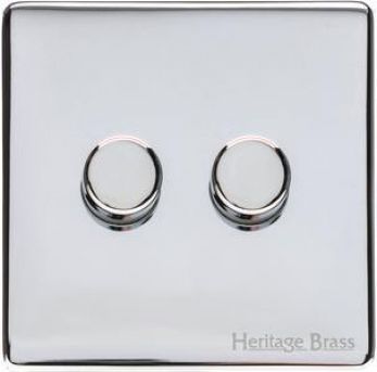 Heritage Polished Chrome 2 Gang 2 Way Dimmer (250 watts) Vintage Screwless Plate (X02.270.250)