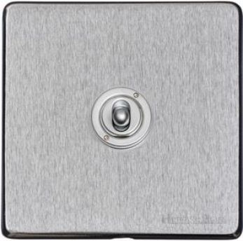 Heritage Satin Chrome 1 Gang 2 Way Toggle Switch (10 Amp) Vintage Screwless Plate (X03.2400.SC)