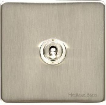Heritage Satin Nickel 1 Gang 2 Way Toggle Switch (10 Amp) Vintage Screwless Plate (X05.2400.SN)