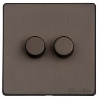 Vintage Matt Bronze 2-Gang 2-Way Dimmer Switch Screwless (X09.270.250)