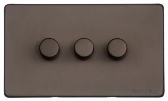 X09.280 TED Vintage Matt Bronze 3-Gang LED Dimmer Switch Screwless (X09.280-TED)