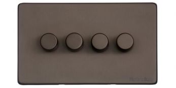 Vintage Matt Bronze 4-Gang 2-Way Dimmer Switch Screwless (X09.290.250)