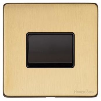 Heritage Satin Brass 6 Amp Triple Pole Fan Isolating Switch Vintage Screwless Plate (X44.1990.BK)