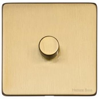 Heritage Satin Brass 1 Gang 2 Way Dimmer (250 watts) Vintage Screwless Plate (X44.260.250)