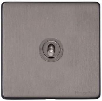 Heritage Satin Black Nickel 1 Gang 2 Way Toggle Switch (10A) Vintage Screwless Plate (X66.2400.GM)