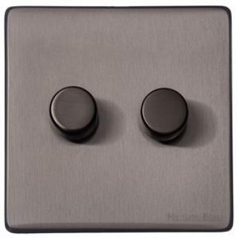 Heritage Satin Black Nickel 2 Gang 2 Way Dimmer (250 watts) Vintage Screwless Plate (X66.270.250)