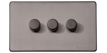 Heritage Satin Black Nickel 3 Gang 2 Way Dimmer (250 watts) Vintage Screwless Plate (X66.280.250)