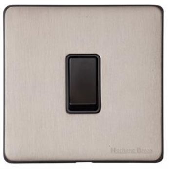 Heritage Aged Pewter 1 Gang 2 Way Intermediate Switch (10 Amp) Vintage Screwless Plate (XAP.101.BK)