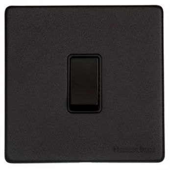 Heritage Brass Vintage Matt Black 1-Gang Intermediate Switch Screwless (XBK.101.BK)