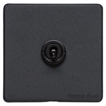 Heritage Brass XBK.1400 Vintage Matt Black 1-Gang 2-Way Dolly Switch Screwless (XBK.2400.BK)