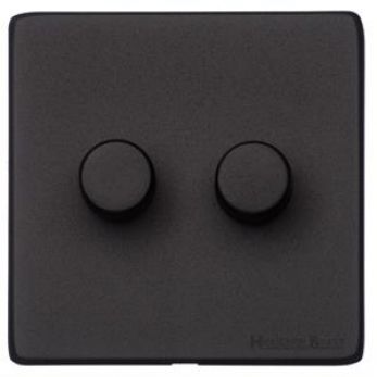 Heritage Brass Vintage Matt Black 2-Gang 2-Way Dimmer Switch Screwless (XBK.270.250)