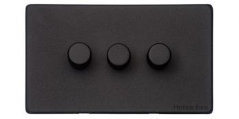 Heritage Brass Vintage Matt Black 3-Gang 2-Way Dimmer Switch Screwless (XBK.280.250)