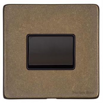 Heritage Rustic Brass 6 Amp Triple Pole Fan Isolating Switch Vintage Screwless Plate (XRB.1990.BK)