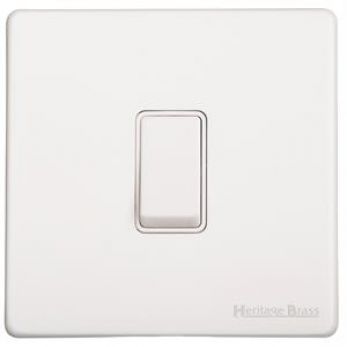 Heritage Matt White 1 Gang 2 Way Intermediate Switch (10 Amp) Vintage Screwless Plate (XWH.101.W)