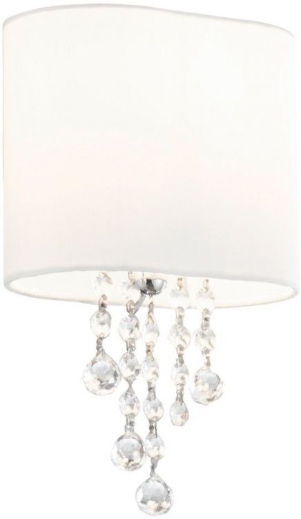 Nina - 1lt Wall Bracket, Chrome, Clear Crystal, White Shade (1051-1CC)