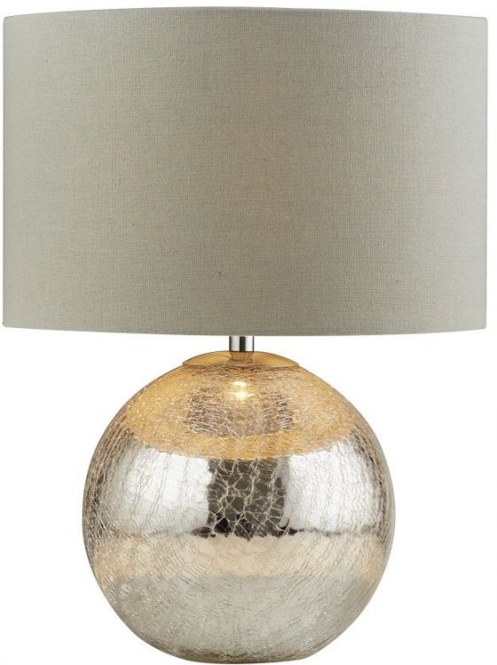 Dazzle Table Lamp, Cracked Mirror Effect Base, Grey Shade (1065)