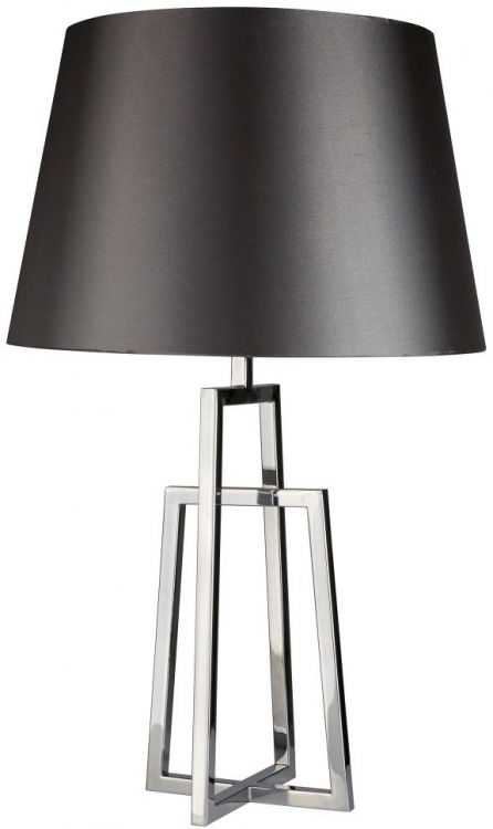 York Table Lamp Crossed Frame, Chrome, Black Tapered Shade (1533CC-1)