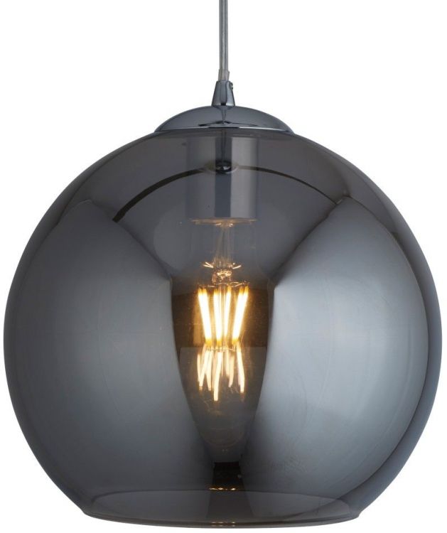 Balls 1lt Round Pendant (25cm Dia), Smoked Glass, Chrome (1621SM)