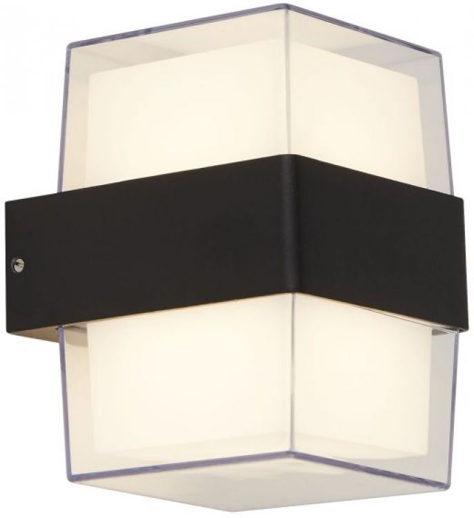 Black and Opal Glass Square Wall Light 2 Lamps by Starbright (25122-2BK)