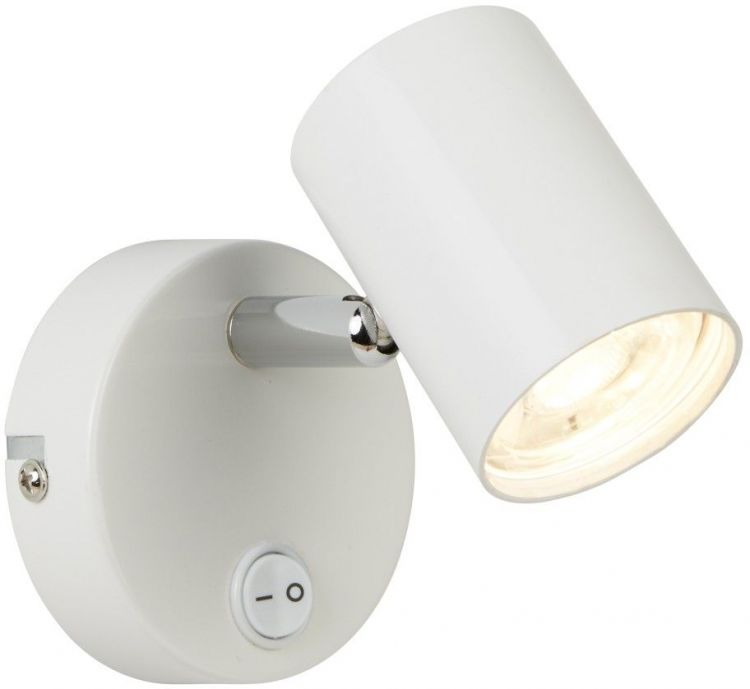 Rollo (Dim) 1lt Cylinder Head Spot Wall Bracket, White & Chrome (3171WH)