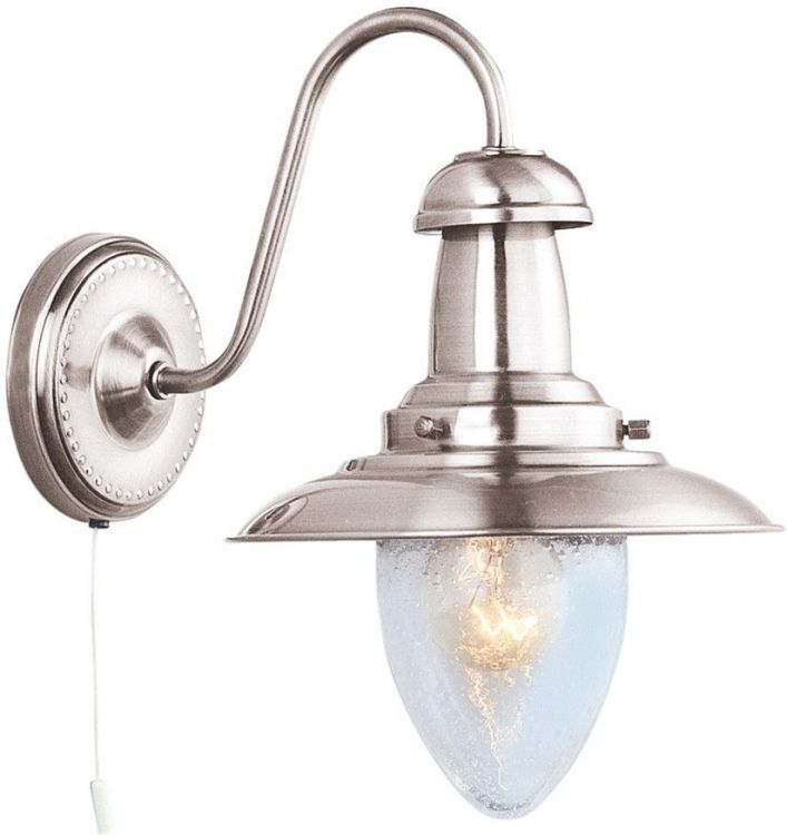 Fisherman Satin Silver Wall Light with Seeded Glass (5331-1SS)