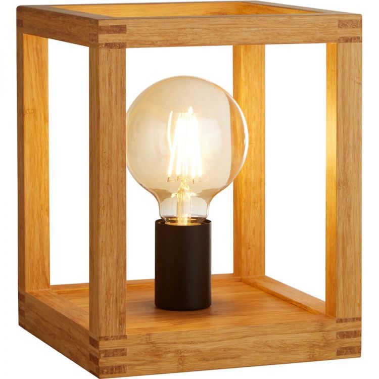 Square Woven Bamboo Wood Single Table Lamp