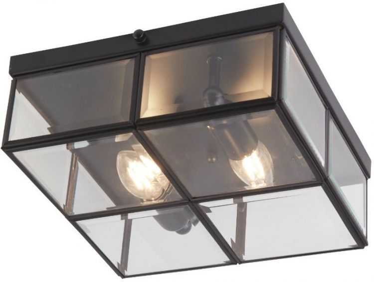 Flush - 2lt Flush Box, Black with Clear Bevelled Glass Panels (6769-26BK)