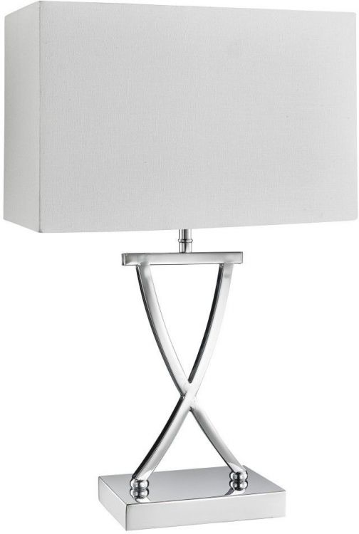 Club Table Lamp, Chrome, White Rectangle Shade (7923CC)