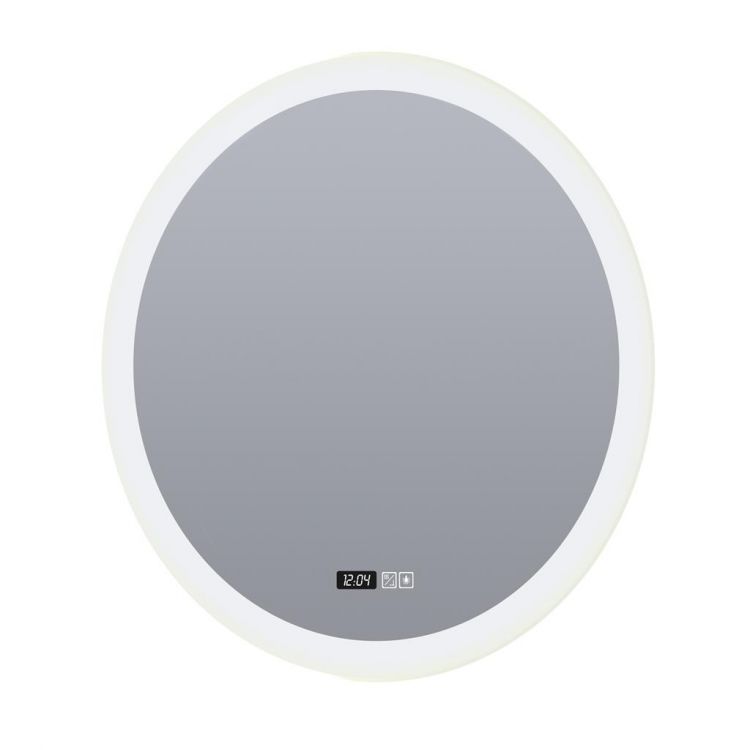 Round Bathroom Mirror - Digital Clock, Demister - Searchlight - 96512
