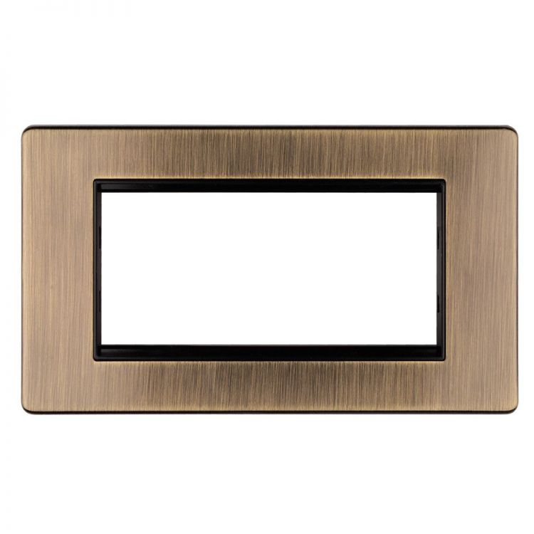 Eurolite 4 Gang Module Frame Flat Concealed Antique Plate Black Trim - AB4MODB