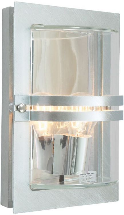 Light Basel Basel Galvanised/Clear Glass Wall Light 1 Lamp by Norlys (BASEL-E27-GAL ...