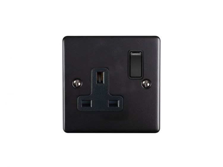 Eurolite 1 Gang 13Amp DP Switched Socket Matt Black Enhance Range Black Trim - EN1SOMBB