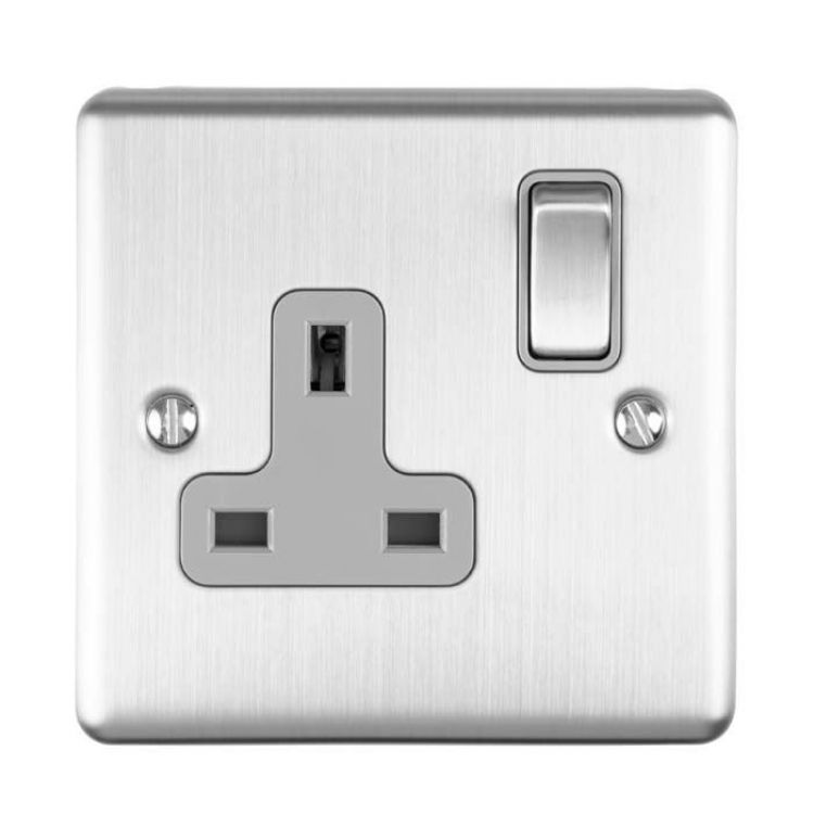 Eurolite 1 Gang 13Amp DP Switched Socket Satin Enhance Range Grey Trim - EN1SOSSG