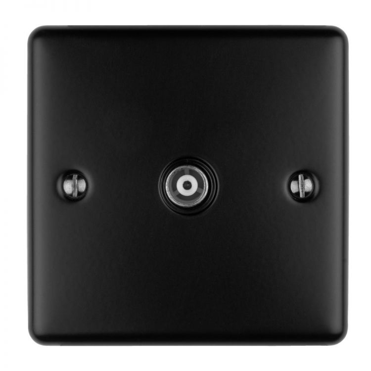 Eurolite 1 Gang TV Coaxial Socket Matt Black Enhance Range Black Trim - EN1TVMBB