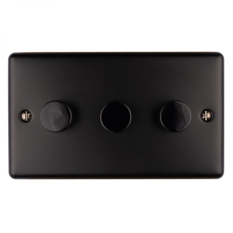 Eurolite 3 Gang 400W/LED 2Way Dimmer Switch Matt Black Enhance Range - EN3DLEDMBB
