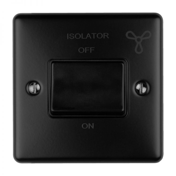 Eurolite 6Amp Fan Isolator Switch Matt Black Enhance Range Black Trim - ENFSWMBB