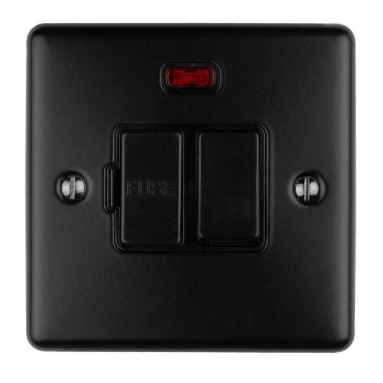 Eurolite 13Amp DP Switched Fuse Spur With Neon Matt Black Enhance Range Black Trim - ENSWFNMBB