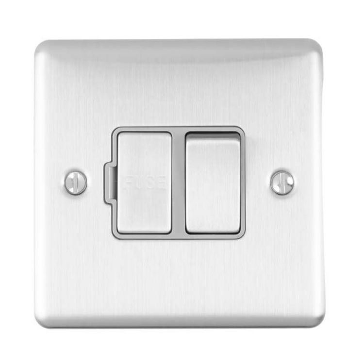 Eurolite 13Amp DP Switched Fuse Spur Satin Enhance Range Grey Trim - ENSWFSSG