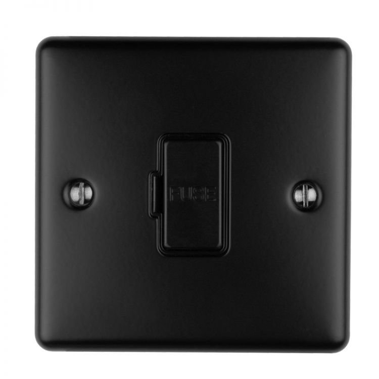 Eurolite 13Amp Unswitched Fuse Spur Matt Black Enhance Range Black Trim - ENUSWFMBB
