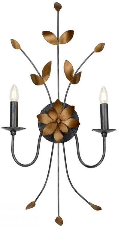 Simone Gun Metal/Gold Wall Light 2 Lamps by Flambeau (FB-SIMONE2)