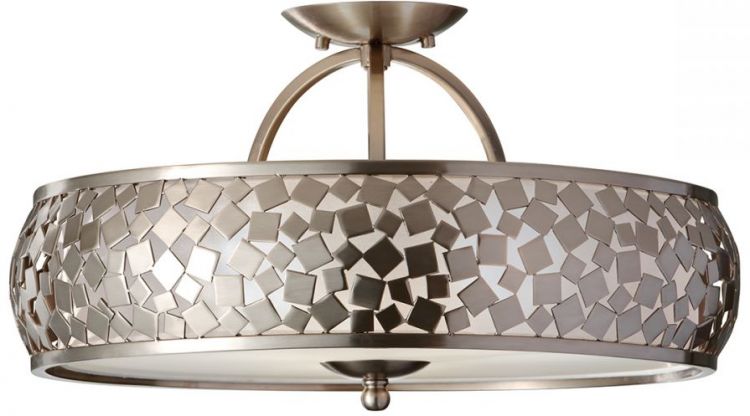 Zara Brushed Steel Semi-Flush Ceiling Light 3 Lamps by Feiss (FE-ZARA-SF)