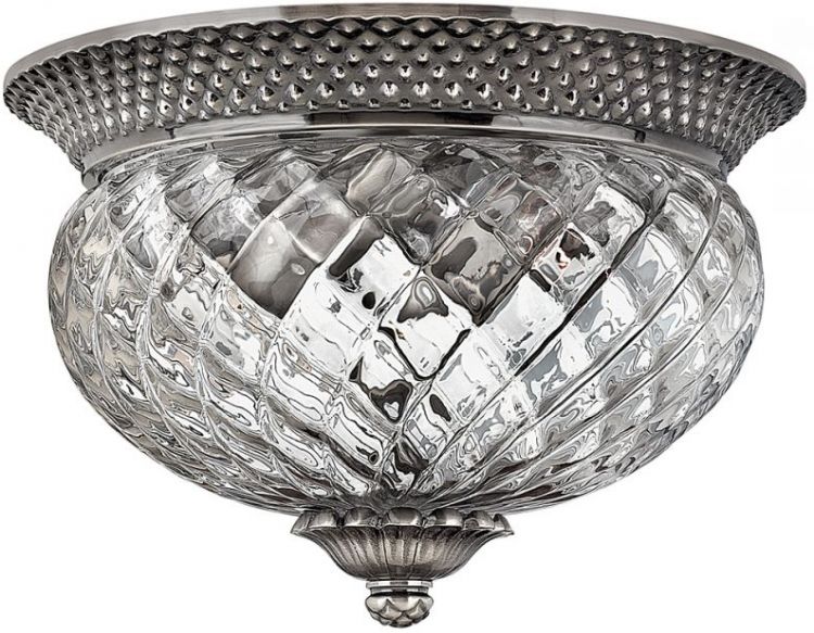 Plantation Polished Antique Nickel Flush Ceiling Light 2 Lamps by Hinkley (HK-PLANT-F-S-PL)