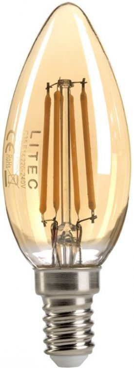 Litec Candle Style Amber E14 Lamp (LP-LED4W-E14-C35)