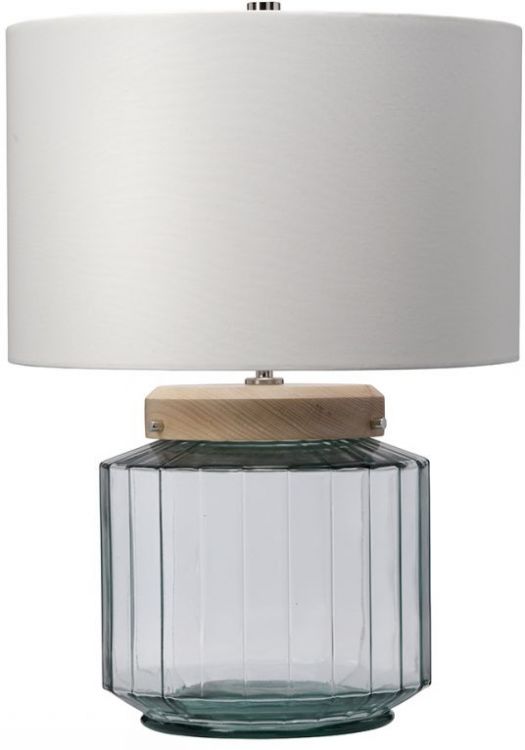 Luga Polished Nickel/Clear Glass/Light Wood Table Lamp 1 Lamp by Elstead (LUGA-TL-NATURAL)